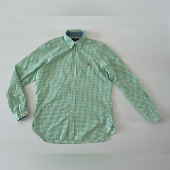 RALPH LAUREN Polo Mint Green Gingham Plaid Button Down Shirt Men M (Pink Pony) - Picture 4 of 12